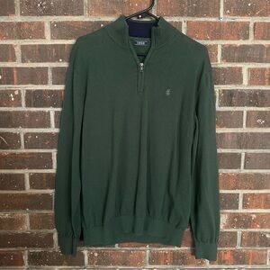 Izod Men's Forest Green Quarter Zip-Up Sweater